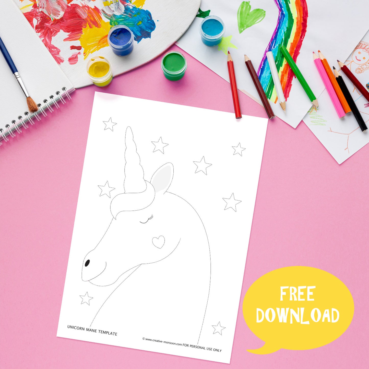 FREE unicorn mane template