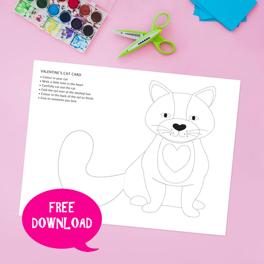 FREE Valentine's cat card printable