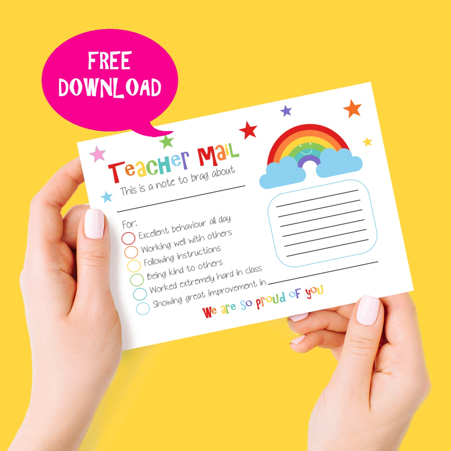 FREE teacher mail card DOWNLOAD