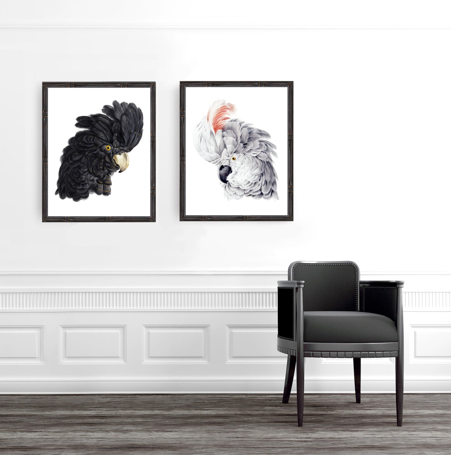 Vintage black cockatoo head print
