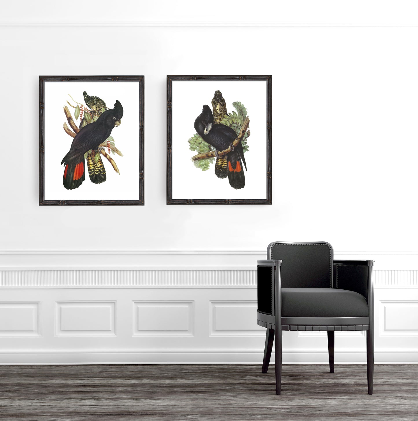 Vintage black cockatoos 1 print