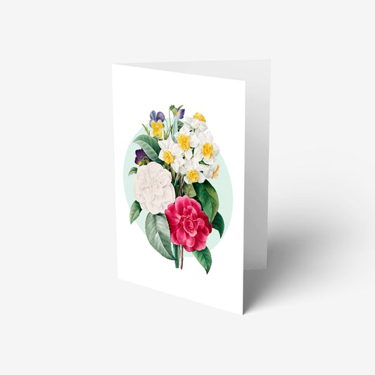 A floral greeting card with a stunning botanical illustrations 