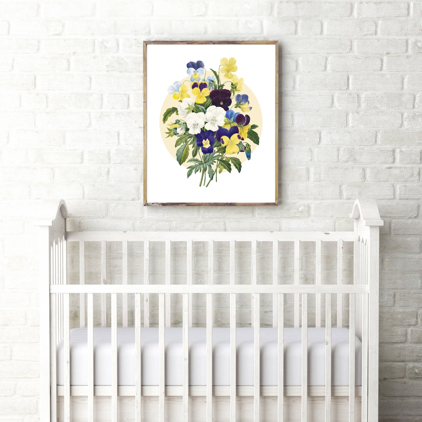Vintage pansy bouquet print