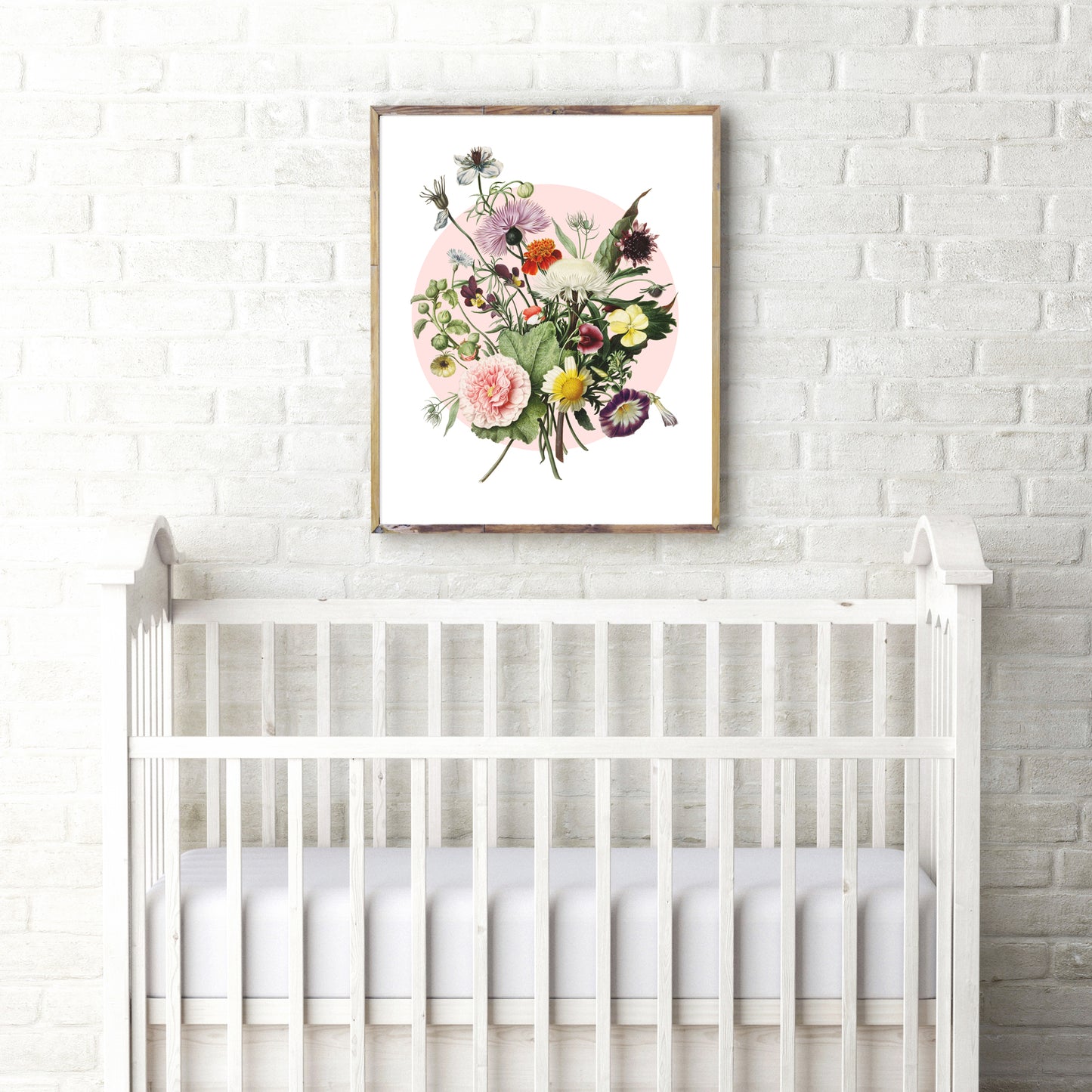 Vintage floral bouquet with pink print