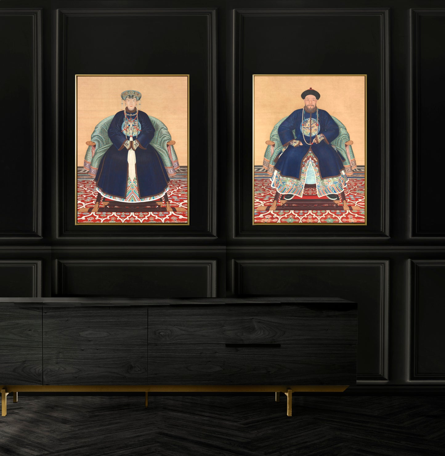 Vintage Chinese ancestor portrait prints