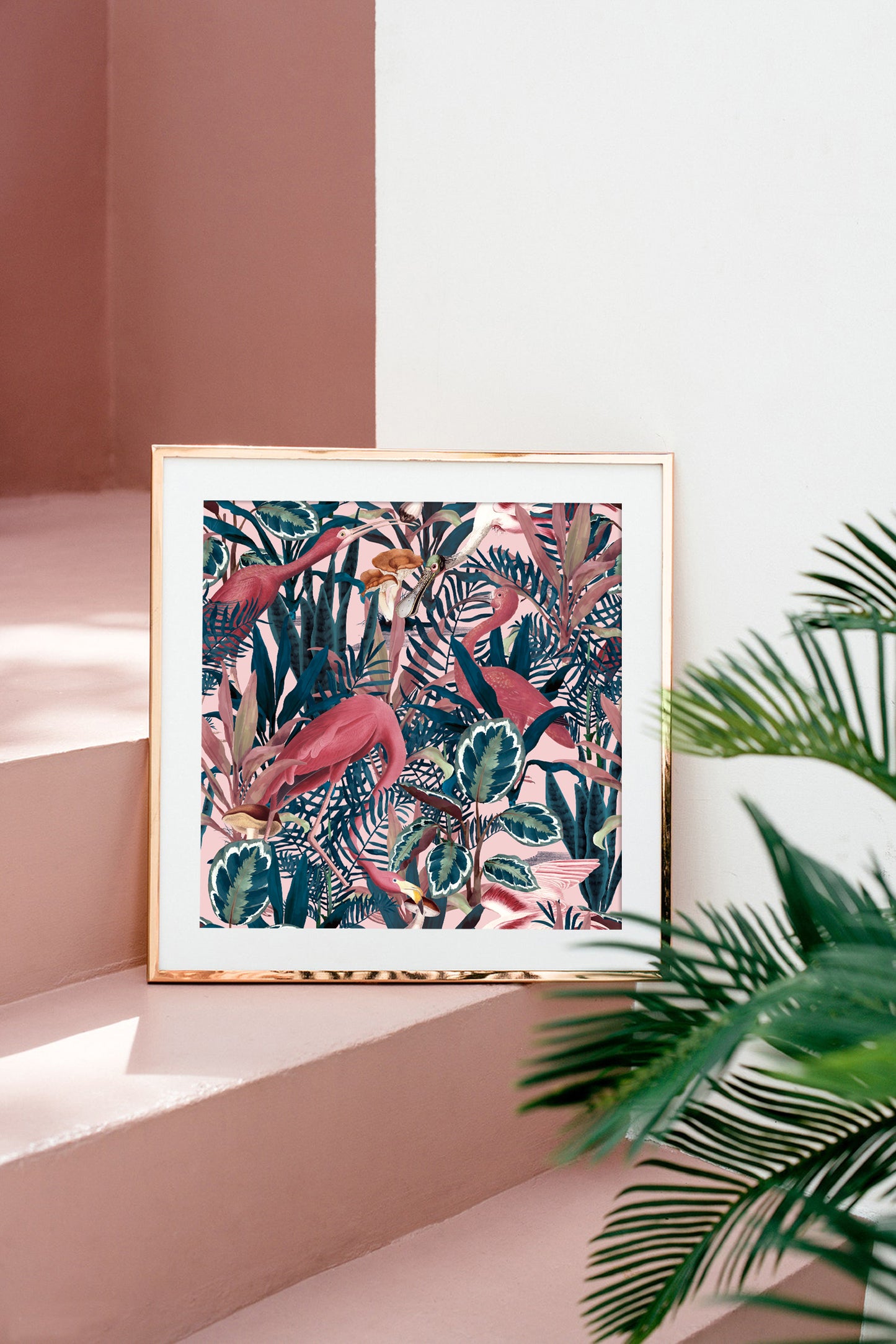 Vintage flamboyance of flamingos print