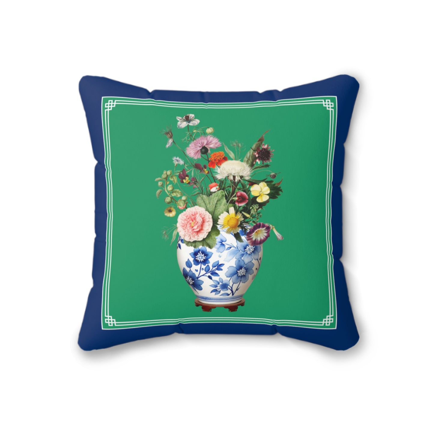 Ginger jar floral green cushion cover