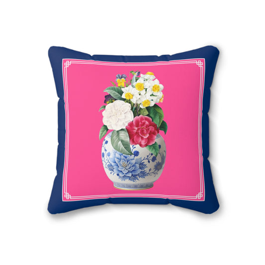 Ginger jar floral hot pink cushion cover