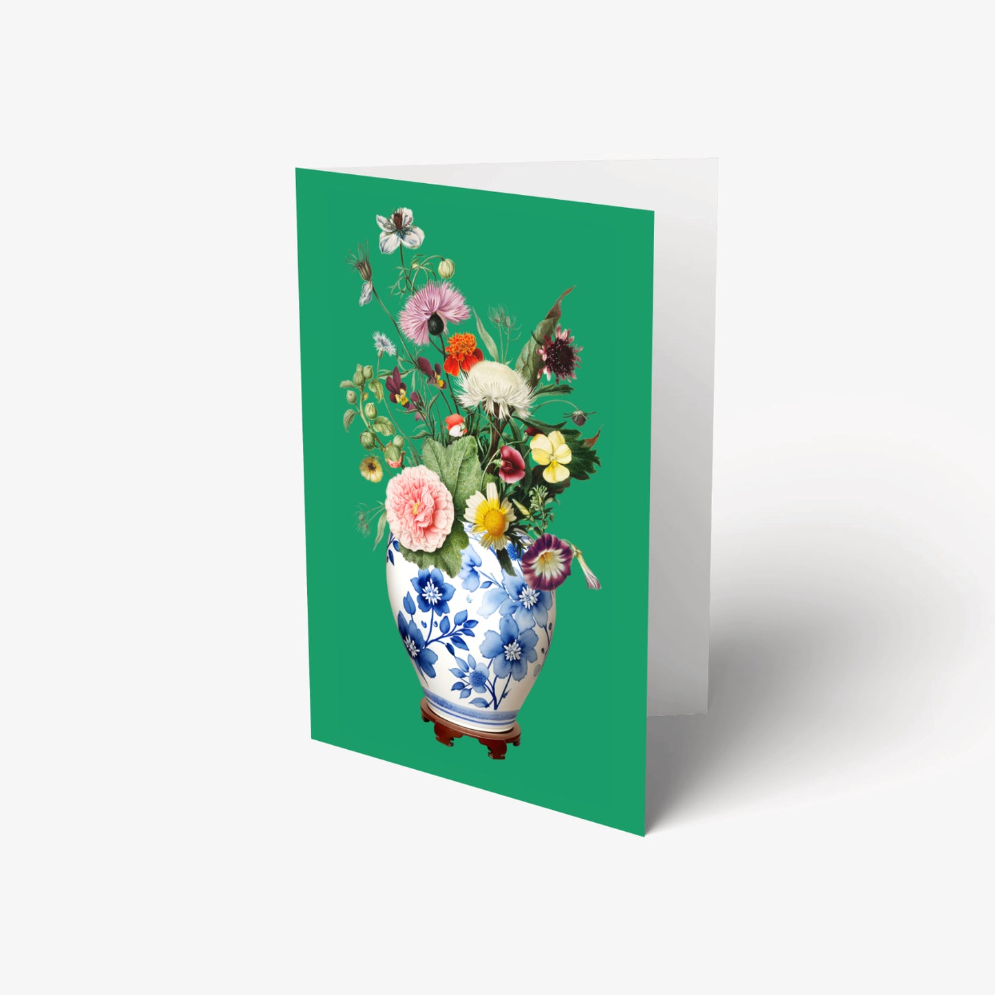 Ginger jar floral green greeting card