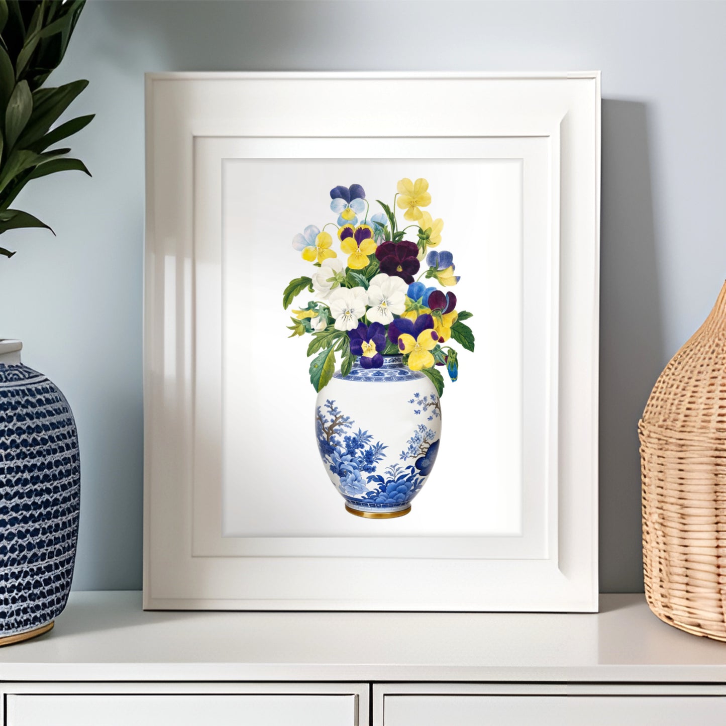 Ginger jar and pansies print