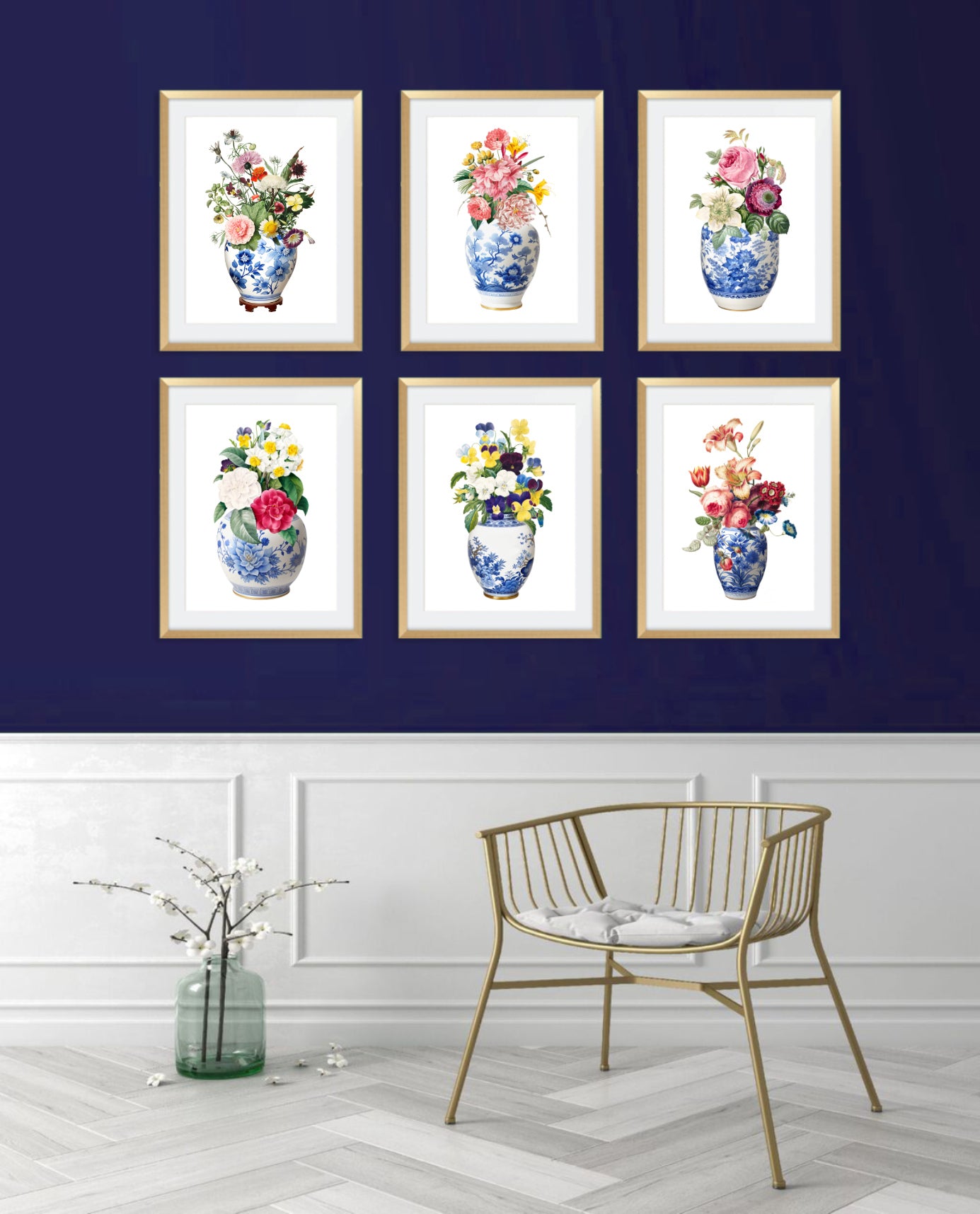 Ginger jar and pansies print