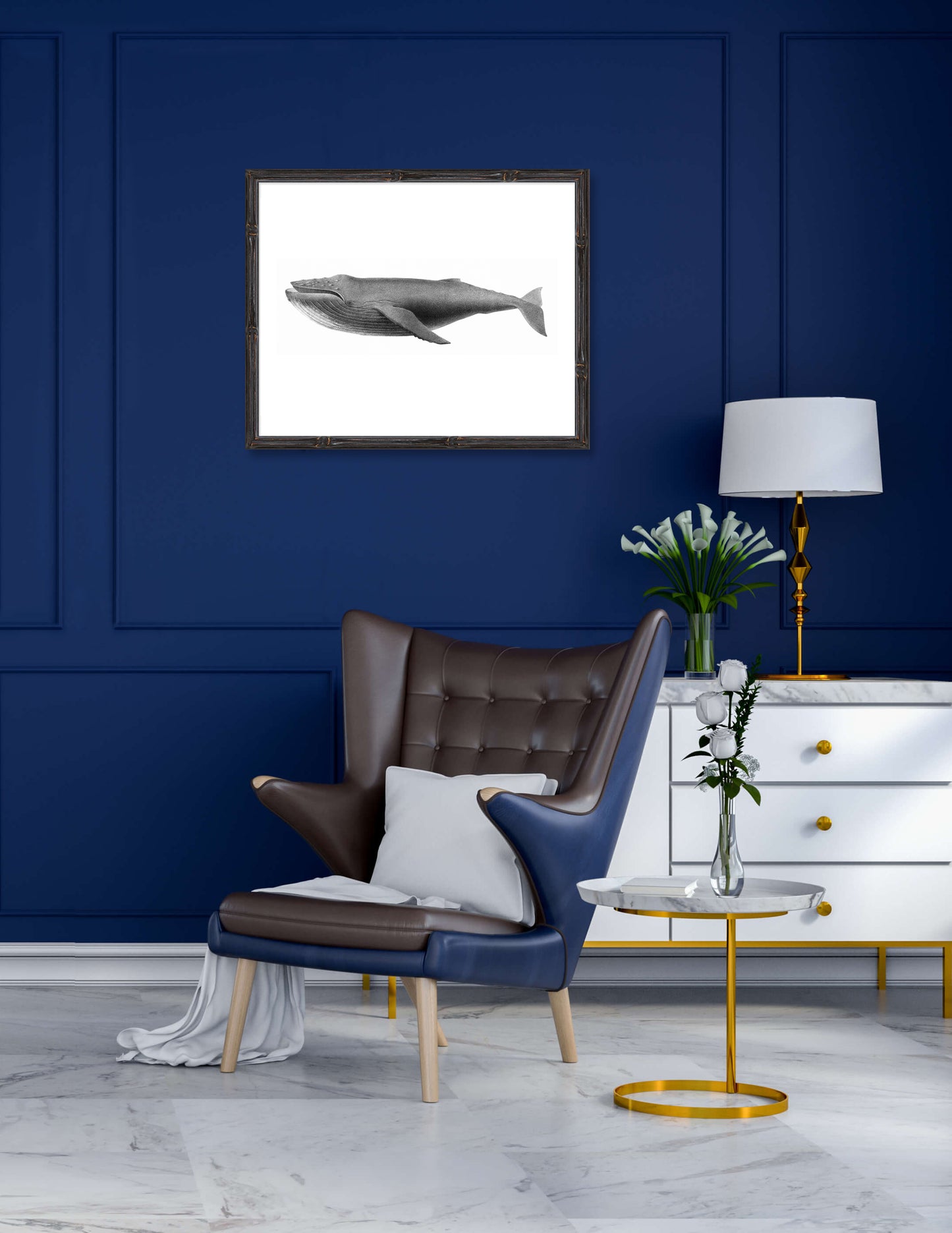 Vintage humpback whale print