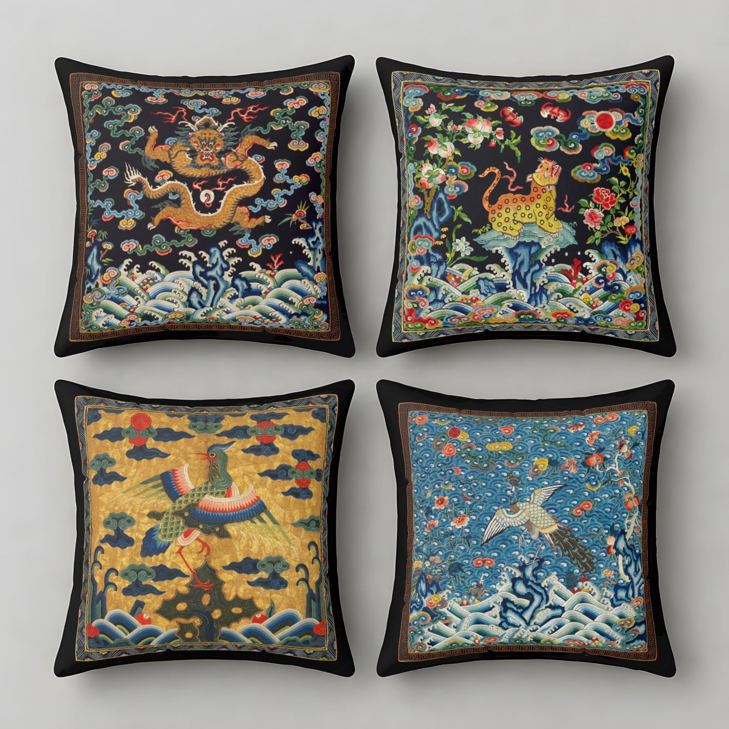 Chinese leopard cushion cover
