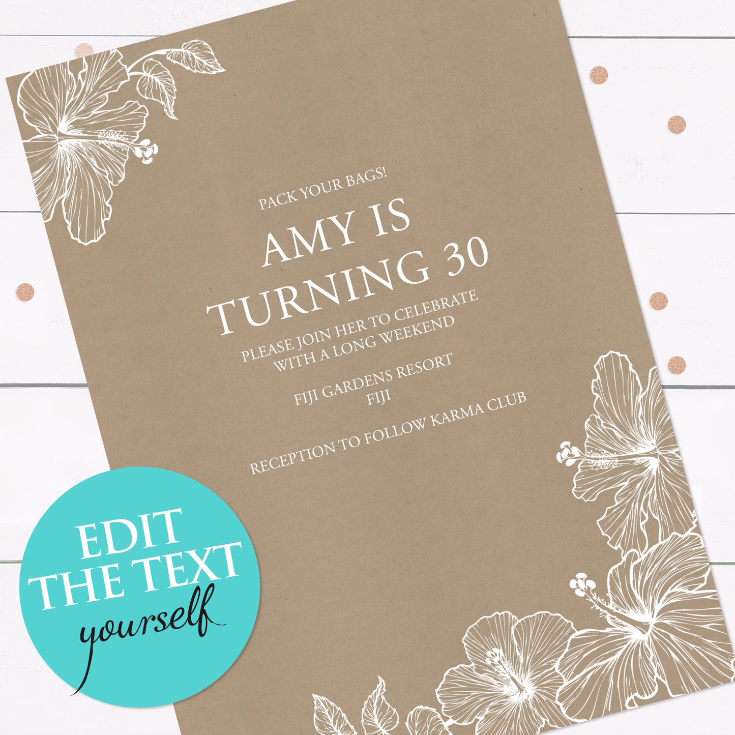 Aloha invite - INSTANT DOWNLOAD PDF