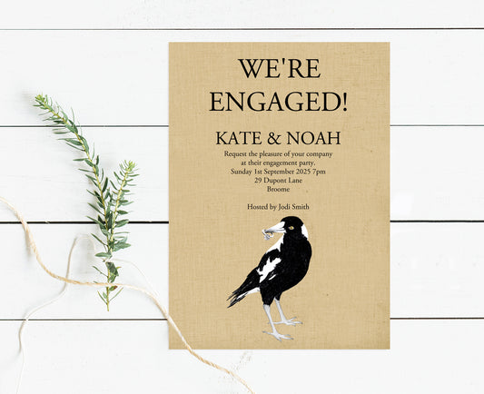 Magpie and ring invite - INSTANT DOWNLOAD PDF