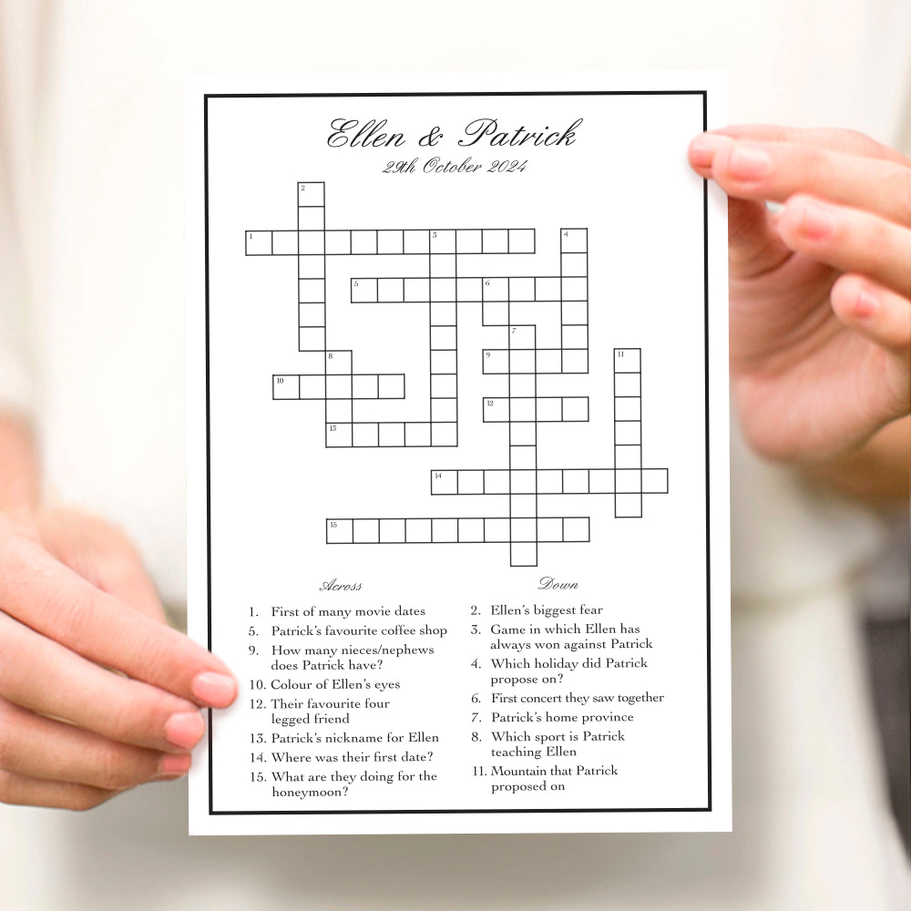 Custom wedding crossword - PRINTABLE FILE