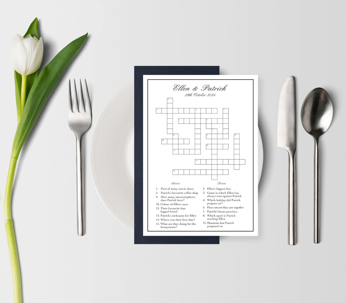 Custom wedding crossword - PRINTABLE FILE