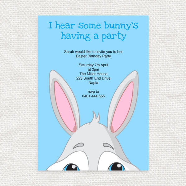 bunny ears birthday or easter invite - INSTANT DOWNLOAD PDF