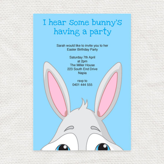 bunny ears birthday or easter invite - PRINTABLE FILE