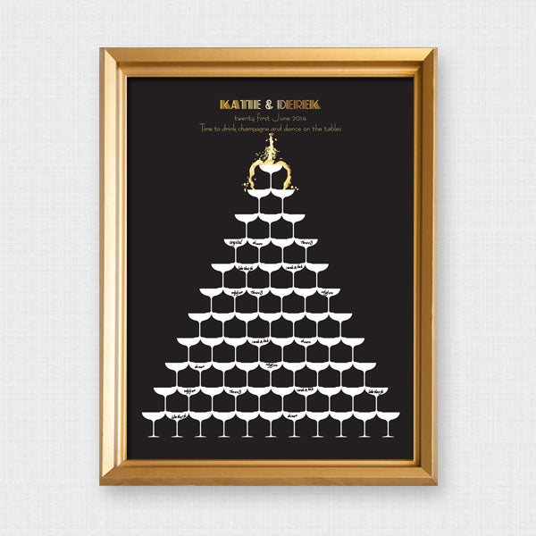 Cascading champagne tower signature guest book print