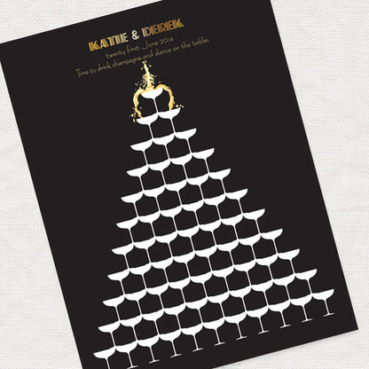 Cascading champagne tower signature guest book print