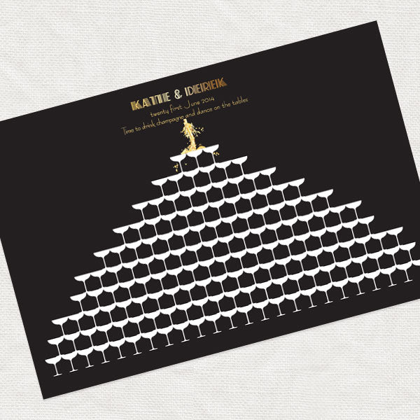Cascading champagne tower signature guest book print