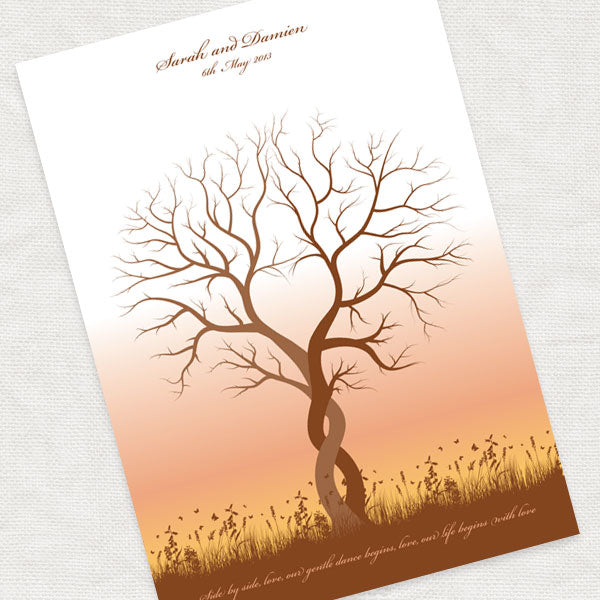 Entwined fingerprint guest book tree print
