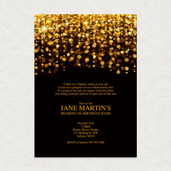Glitter party invite - INSTANT DOWNLOAD PDF
