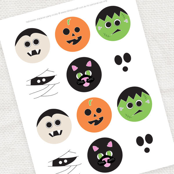 creepy characters party circles - PRINTABLE FILE