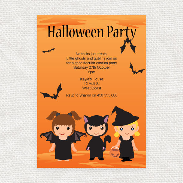 kids costume halloween party invitation - INSTANT DOWNLOAD PDF