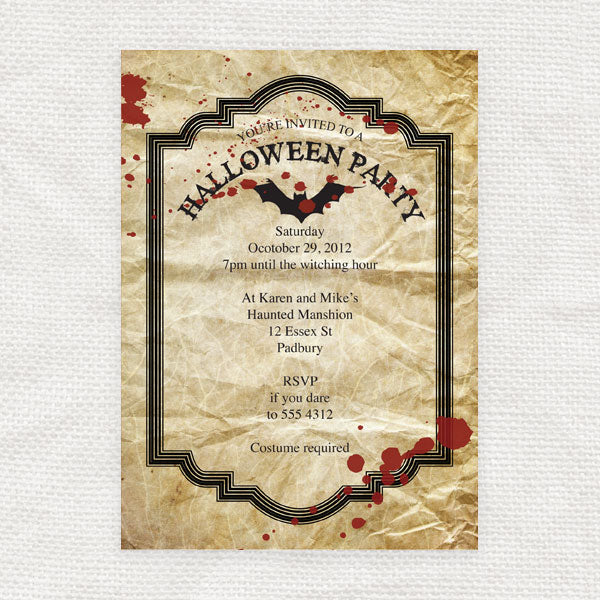 vintage halloween party invitation - INSTANT DOWNLOAD PDF
