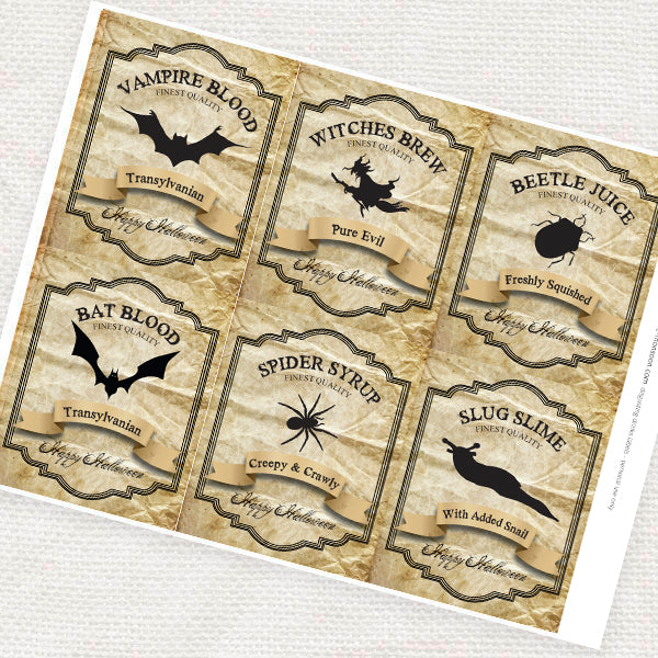 halloween disgusting drinks labels - PRINTABLE FILE
