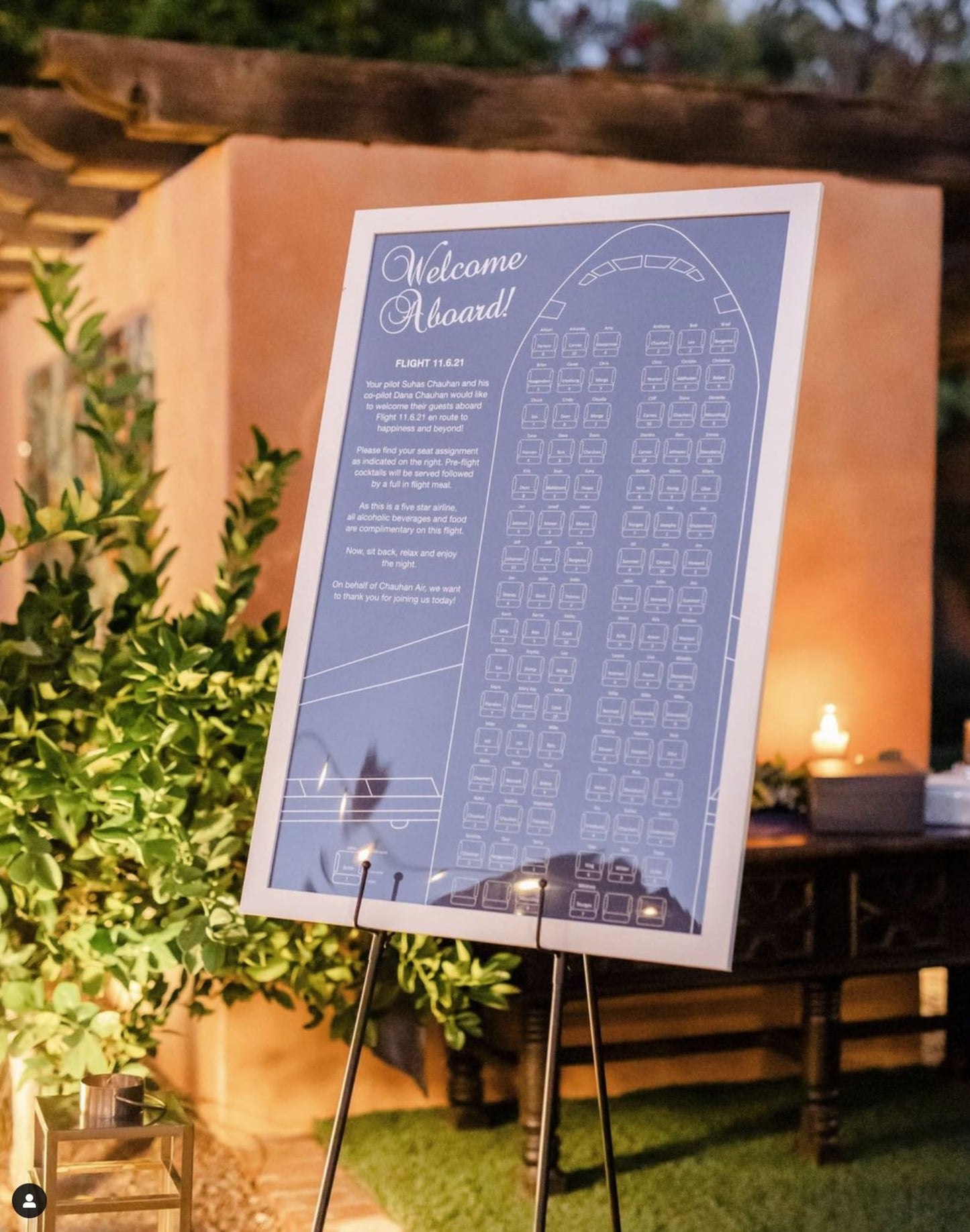 Airplane wedding seating chart