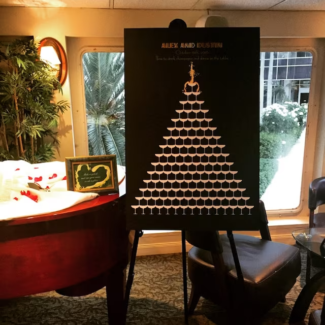 Cascading champagne tower signature guest book print