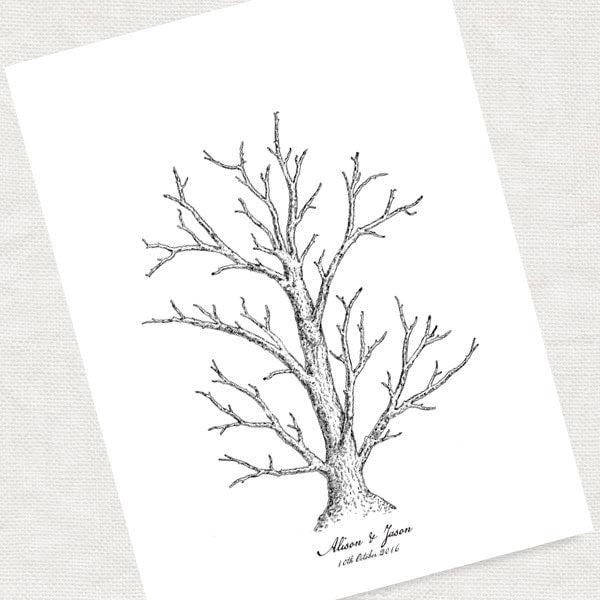 Vintage illustration fingerprint guest book tree