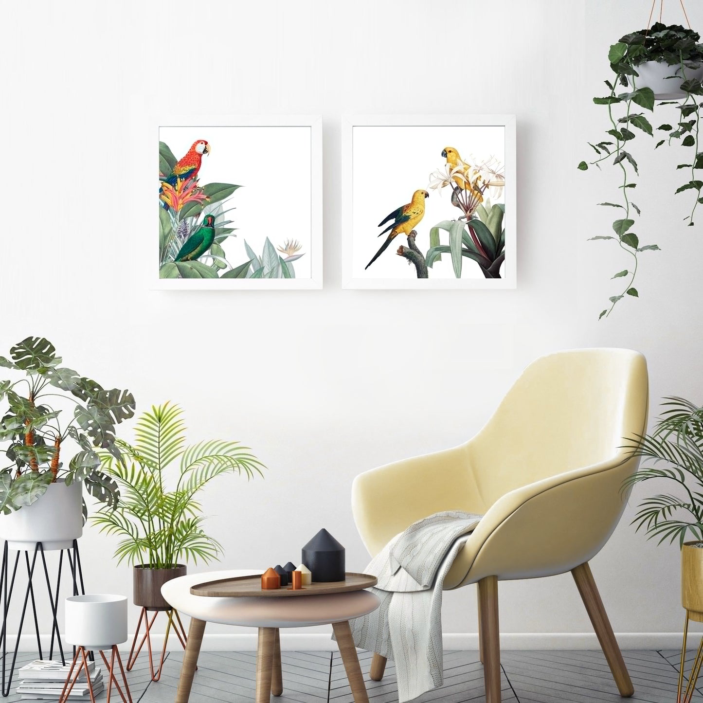 Vintage tropical parrots print