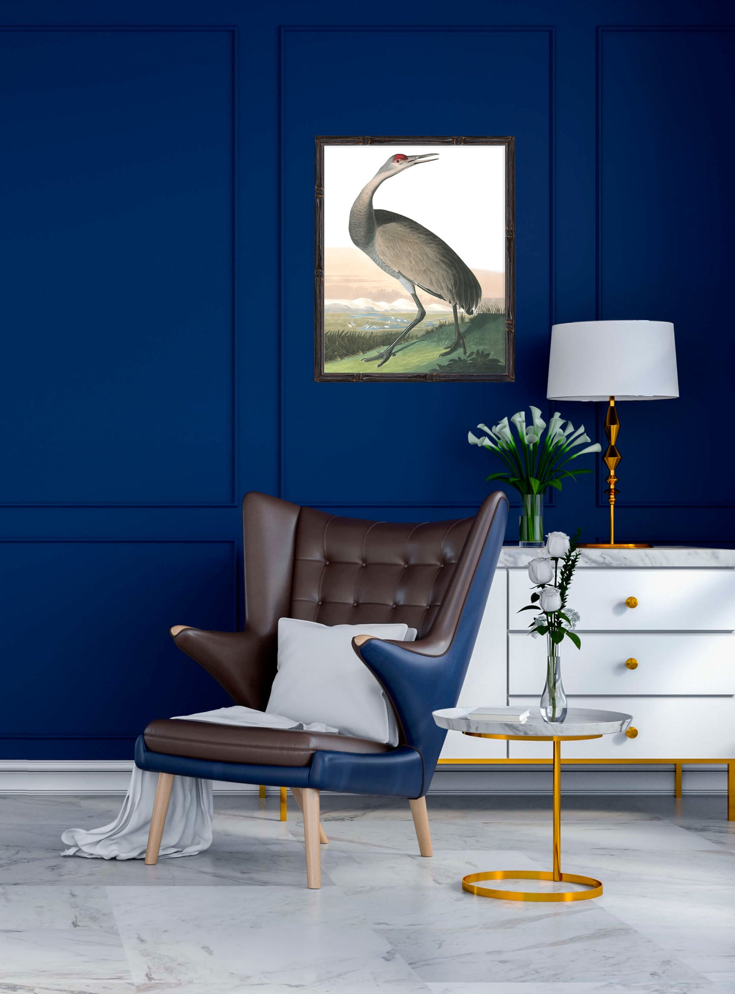 Vintage hooping crane print