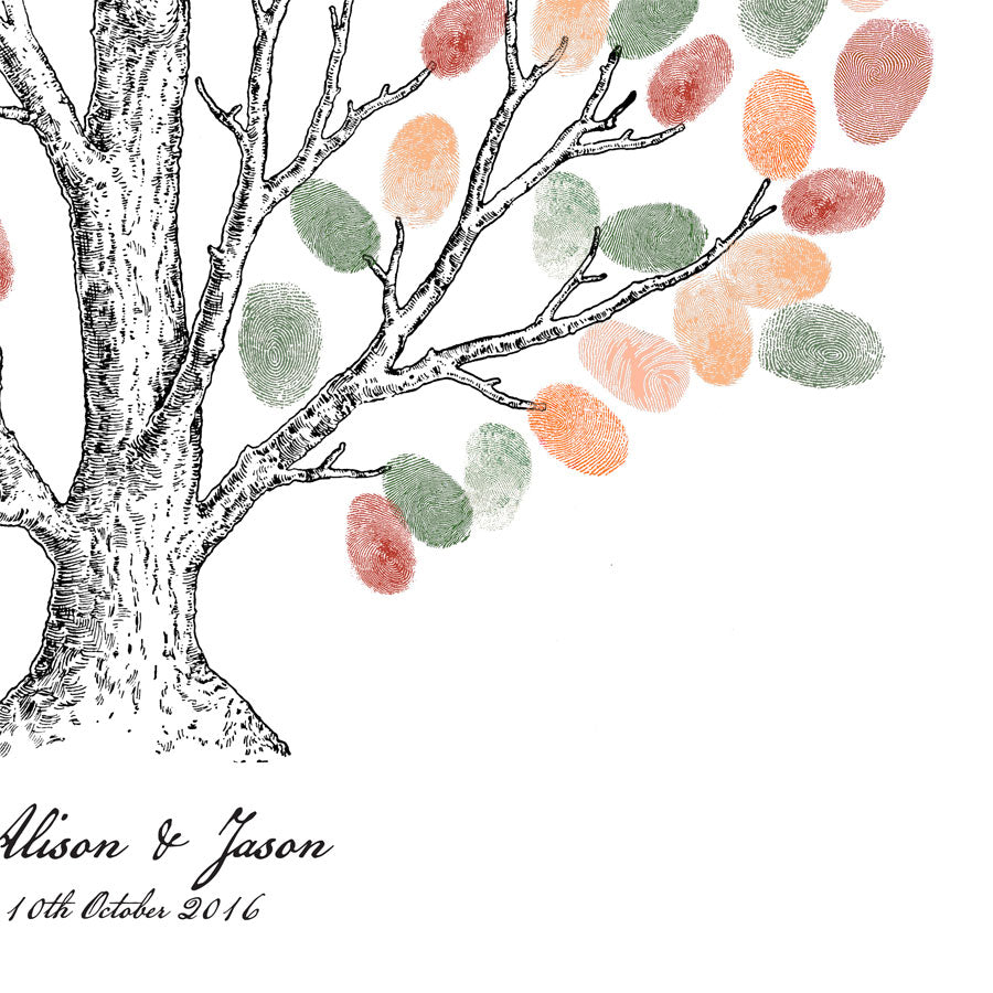 Vintage illustration fingerprint guest book tree
