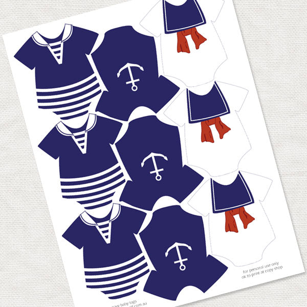 Nautical onesie baby shower decorations - PRINTABLE FILE