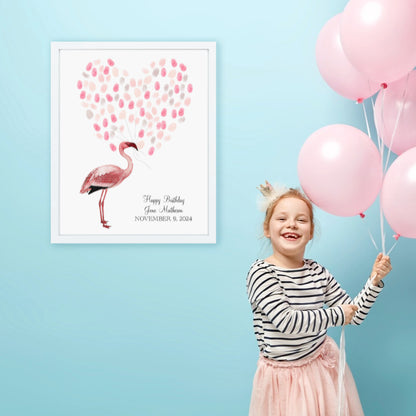 Flamingo fingerprint guest book print