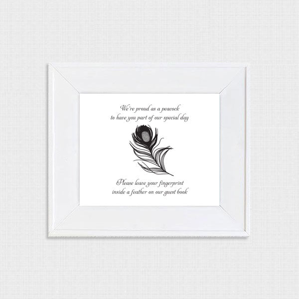 FREE peacock feather fingerprint guest book sign