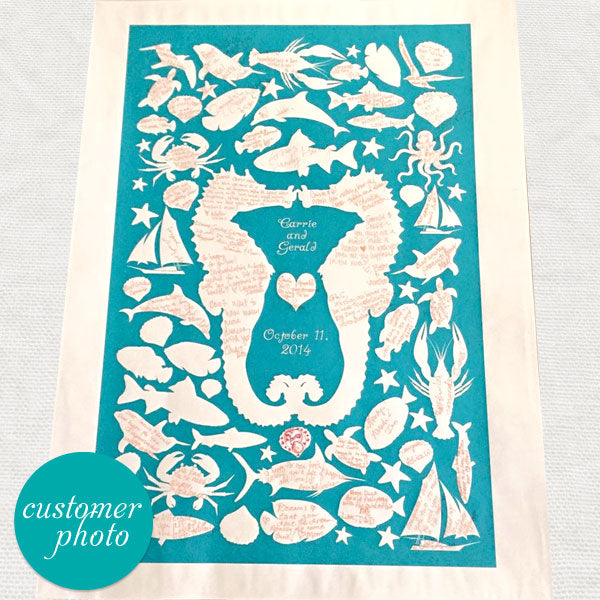 Seahorse wedding signature guest book print