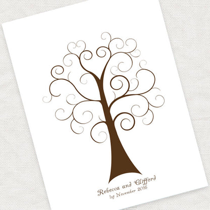 Swirl fingerprint guest book tree print