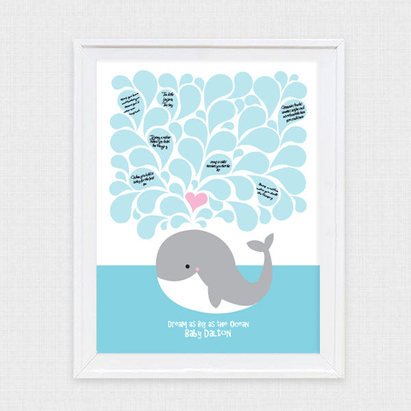 Whale signature guest book print
