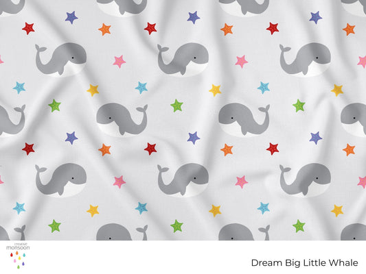 Dream Big Whale Surface Pattern Design for Nursery Fabrics and Children's Products