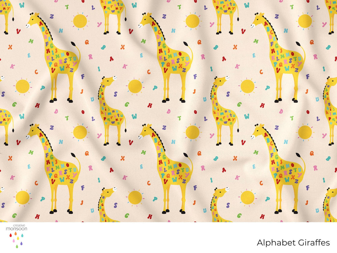 Alphabet Giraffes A Playful Educational Surface Pattern Design for Kids