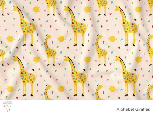 Alphabet Giraffes A Playful Educational Surface Pattern Design for Kids