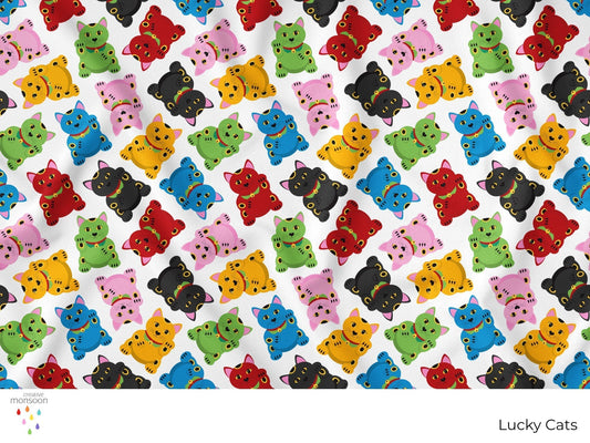 Colourful Lucky Cat Surface Pattern Designs Inspired by Maneki Neko