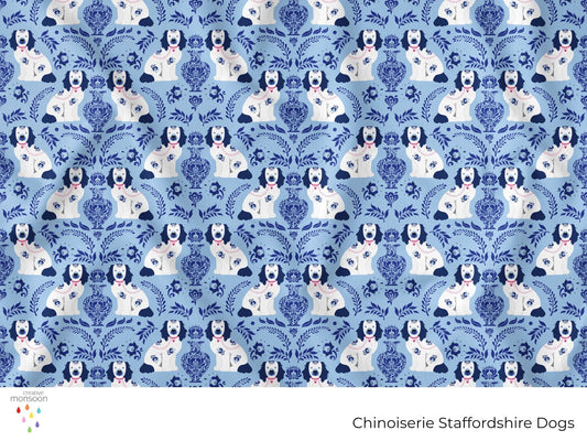 Chinoiserie Staffordshire Dogs Surface Pattern Design for Fabric, Homewares and Interiors