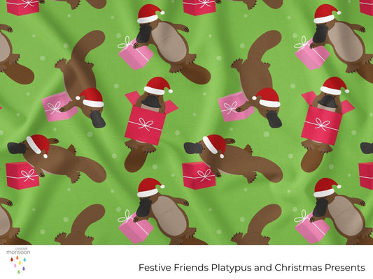 Platypus Christmas Surface Pattern Design for Fabric, Stationery and Homewares